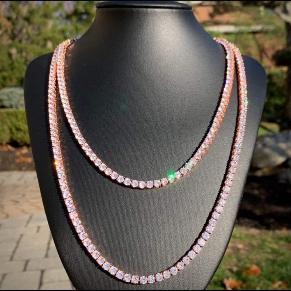 4mm Premium Rose Gold Tennis Chain 18”/22”